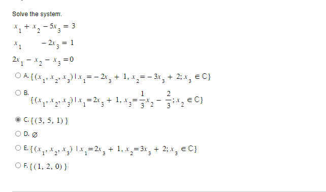  Solve the system. x, +x - 3x = 3 - 2x,