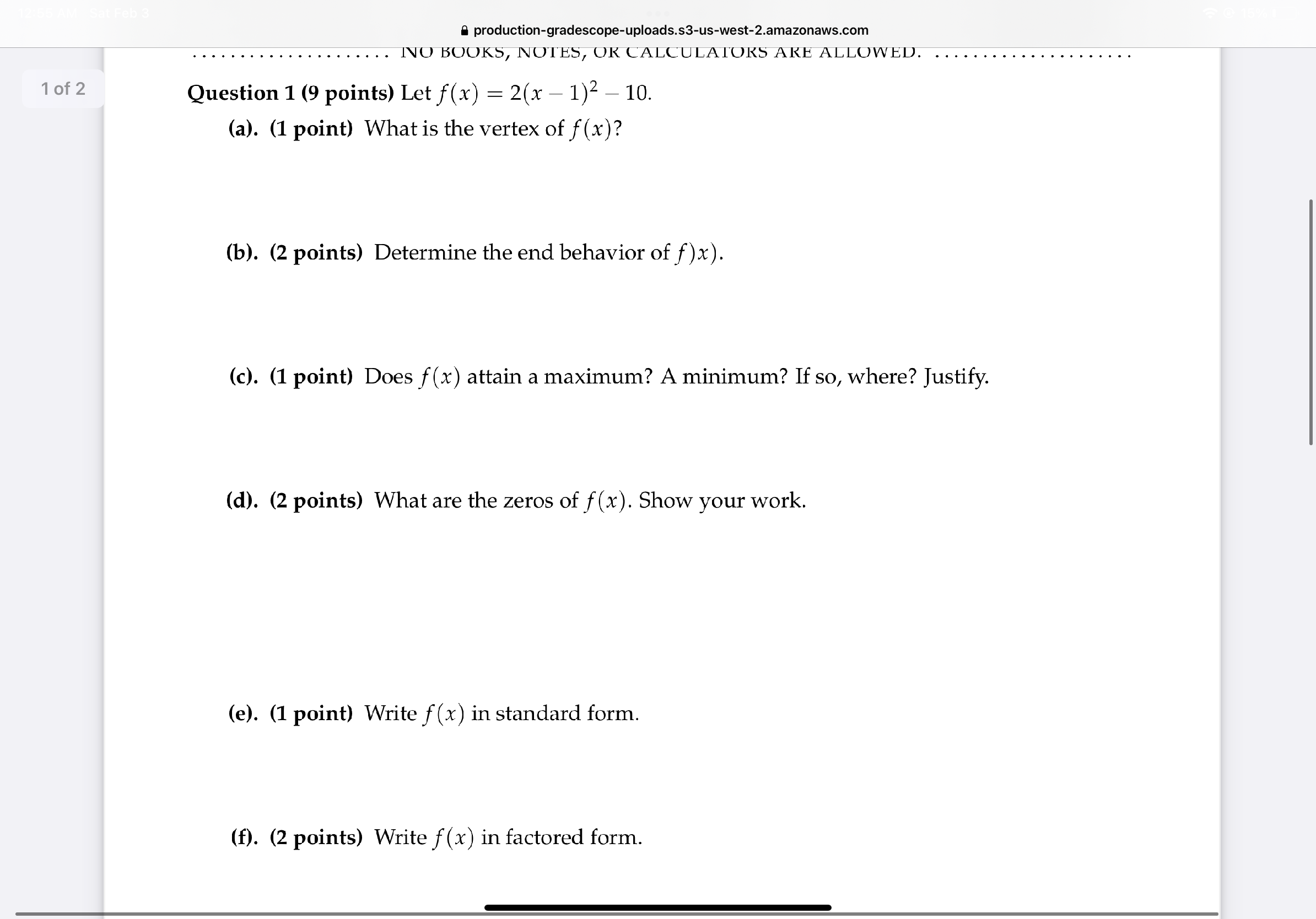 - 1)2(x2 + 1). (a). (1 point) Determine the zeros of of