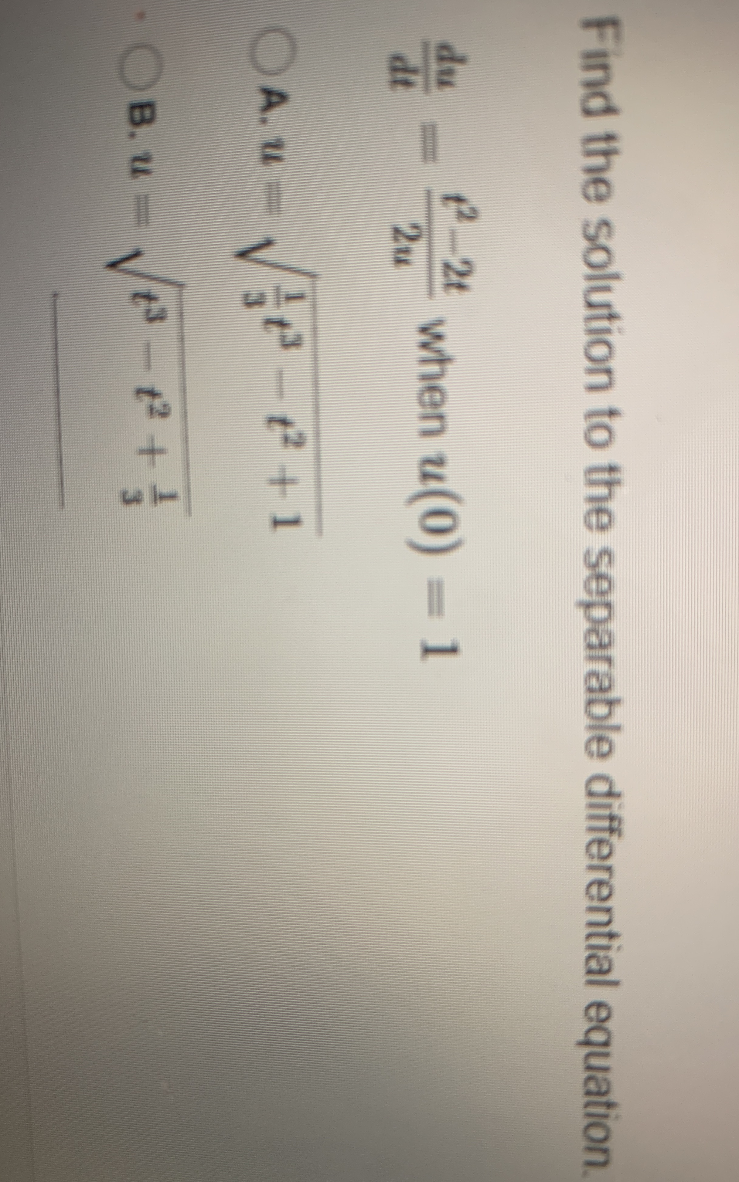 Separable Differential Equation Find the solution to the separable differential equation 1-21