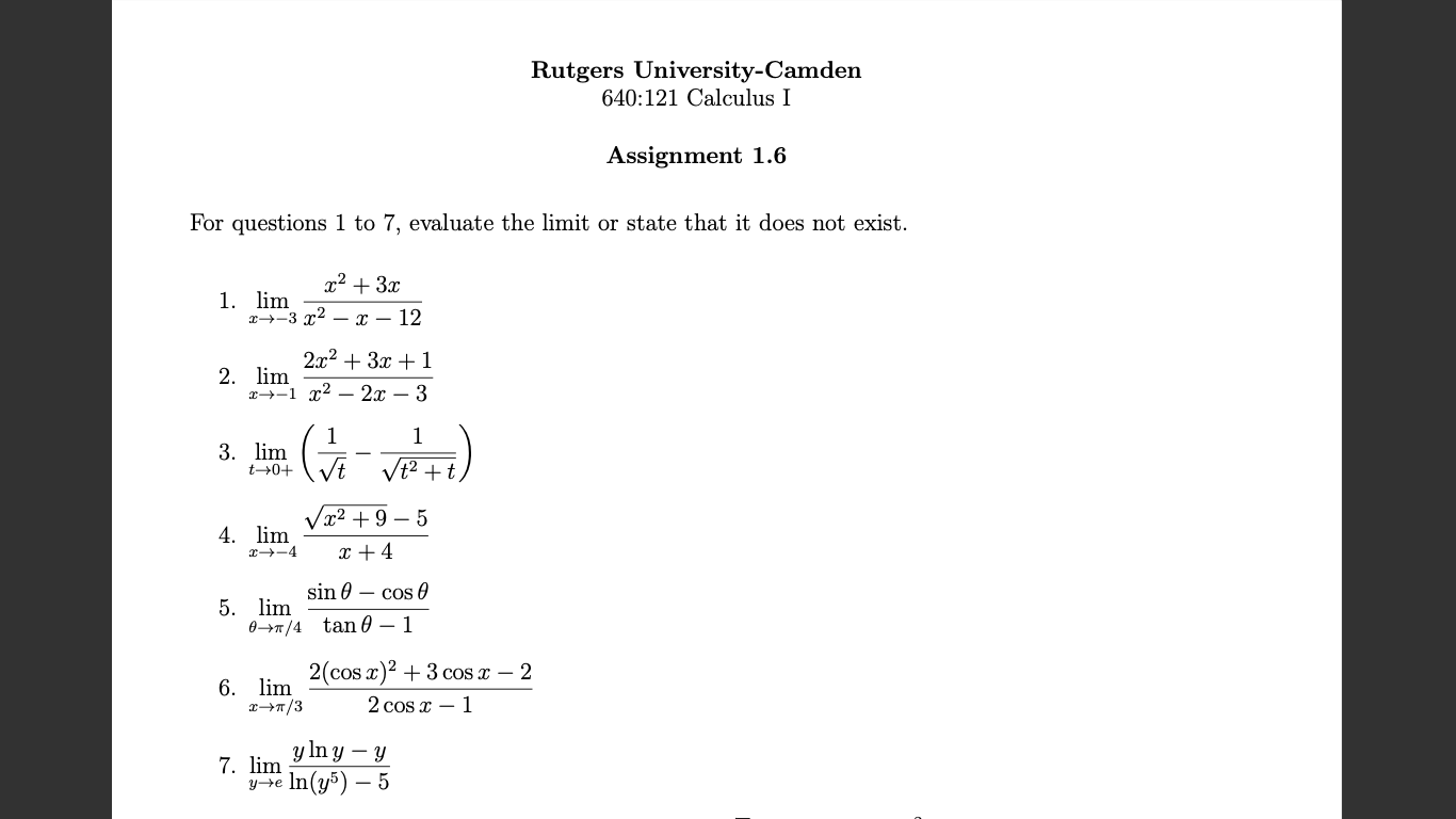 i need help doing my homework with work shown Rutgers University-Camden 640:121