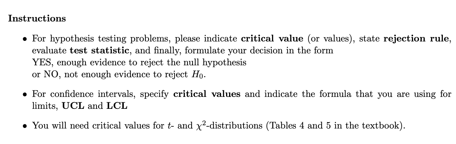  Instruct ions 0 For hypothesis testing problems, please indicate critical value