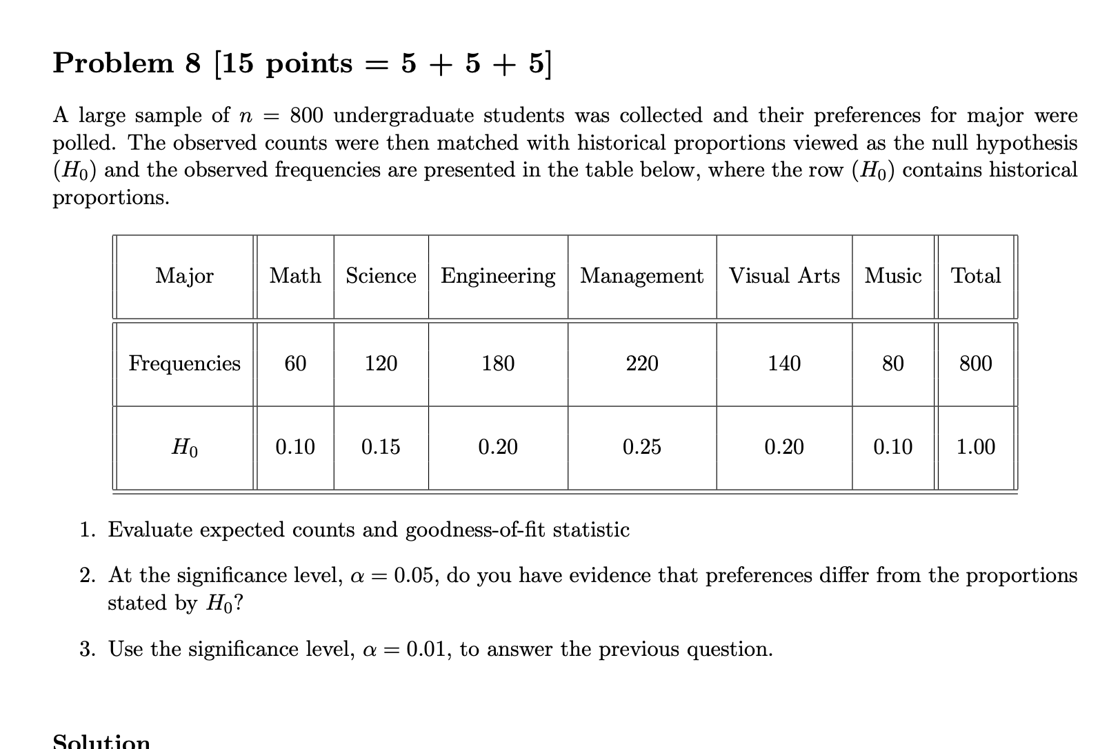 (or values), state rejection rule, evaluate test statistic, and nally, formulate your