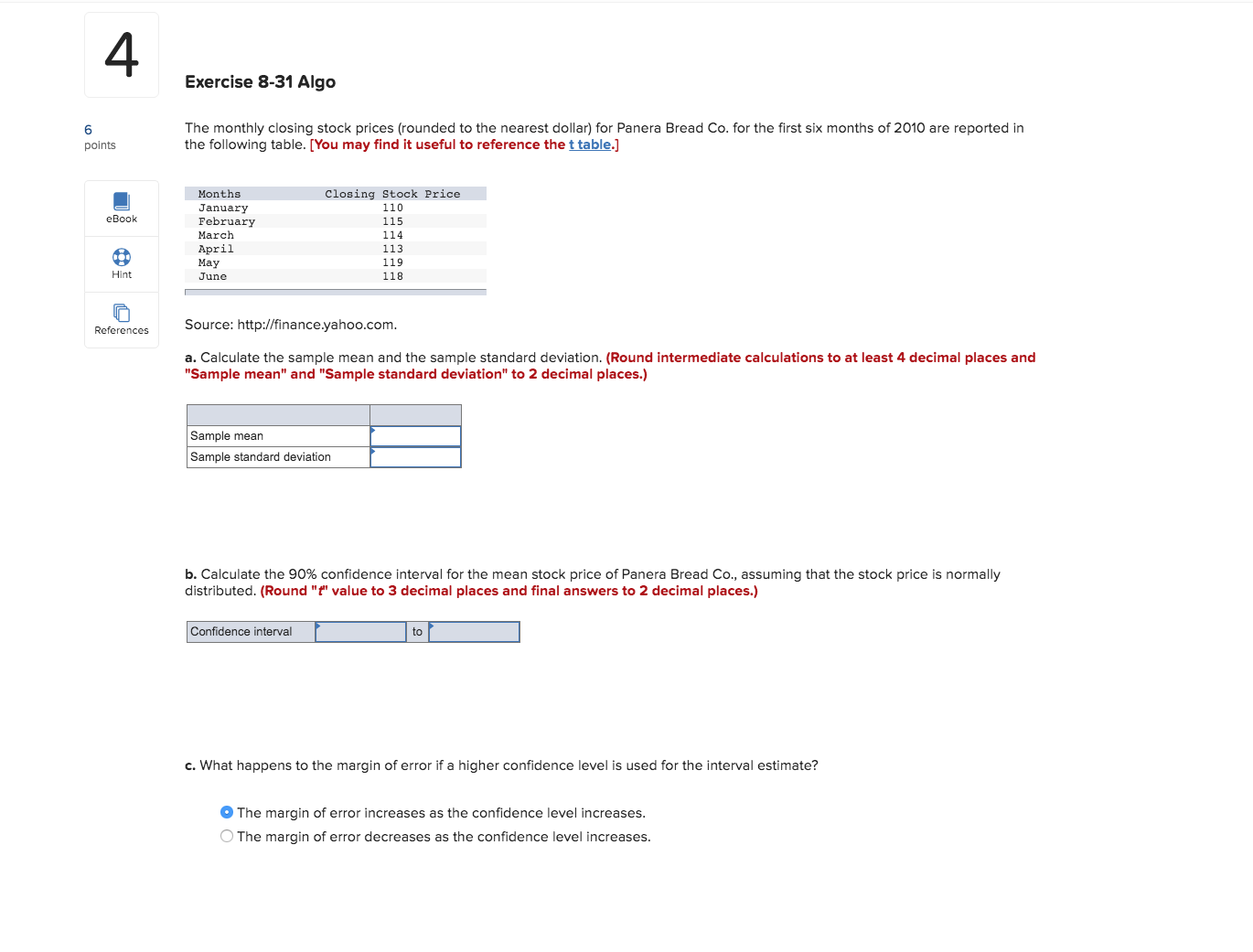 please help me with this problem! 4 Exercise 8-31 Algo The monthly