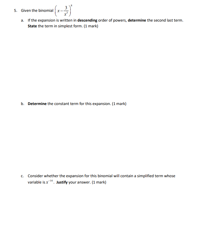 above in Pascal's triangle. Justify your explanation by showing all calculations. (2
