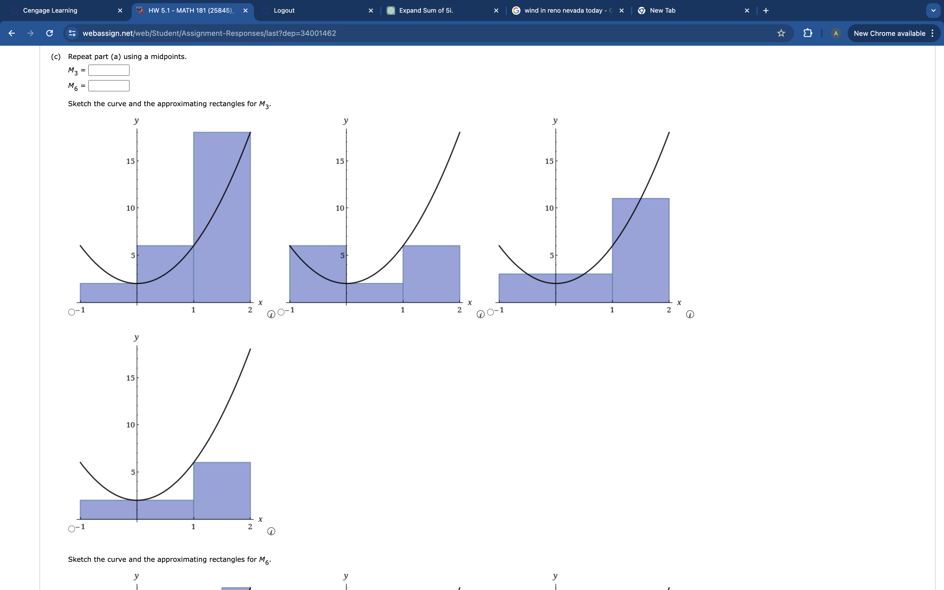  Cengage Learning * HW 5.1 - MATH 181 (25845), x Logout