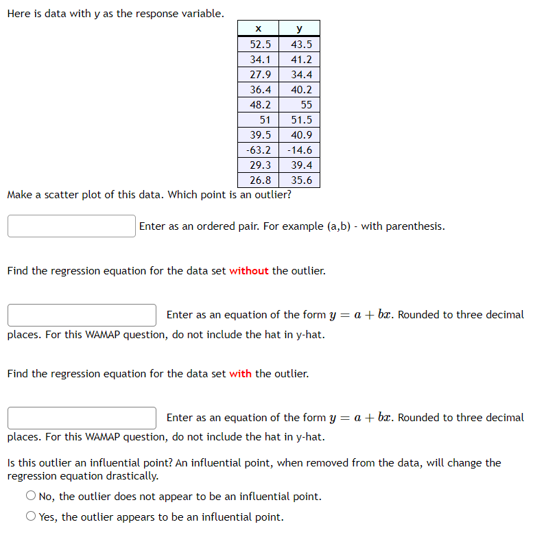  Here is data with 3: as the response 1variable. l.- 1