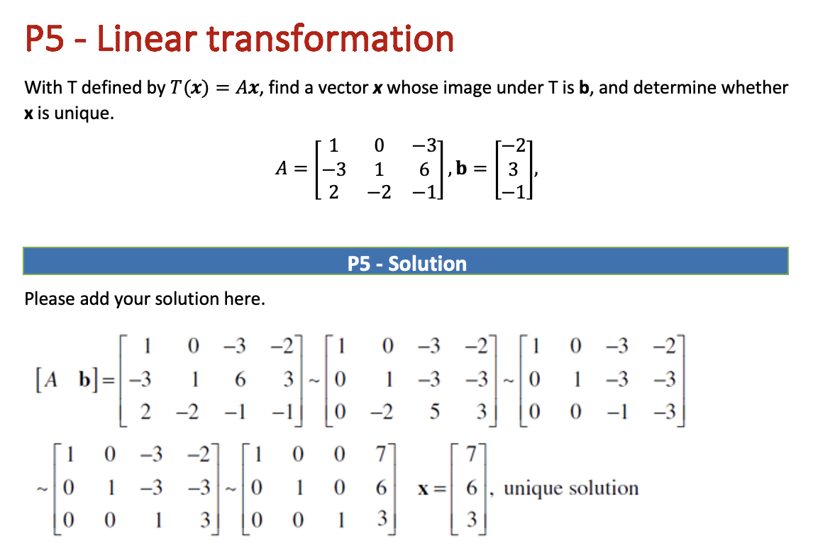 find a vector x whose image under T is b, and determine