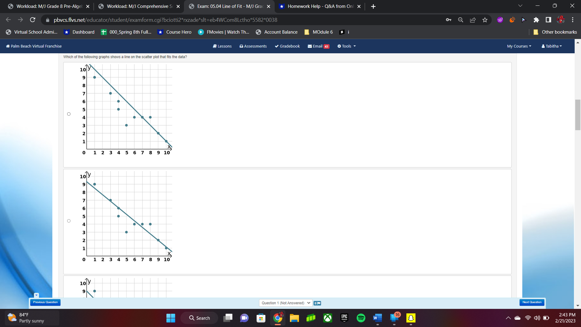 X Exam: 05.04 Line of Fit - M/J Grac X Homework Help
