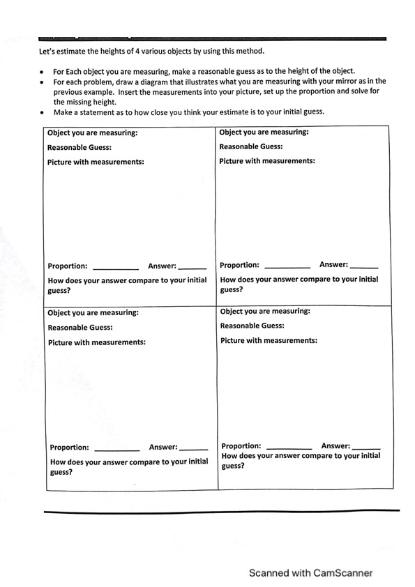  Let's estimate the heights of 4 various objects by using this