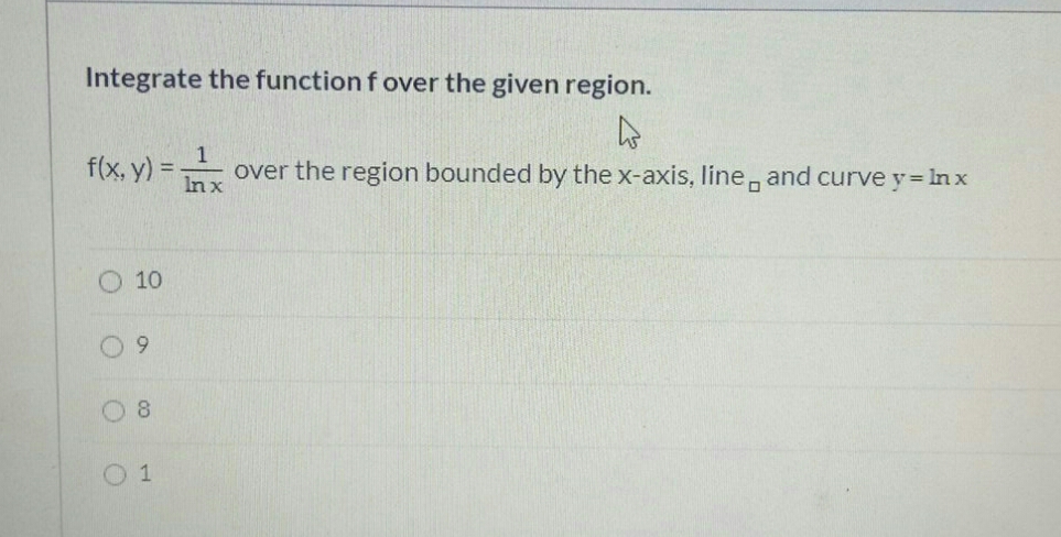 integrate the function f over the given Integrate the function f over