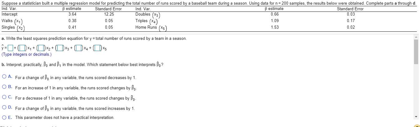 Question Statistics Suppose a statistician built a multiple regression model for predicting