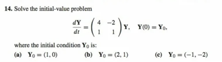 14. Solve the initial-value problem dY 4 2 Y, Y(0) =