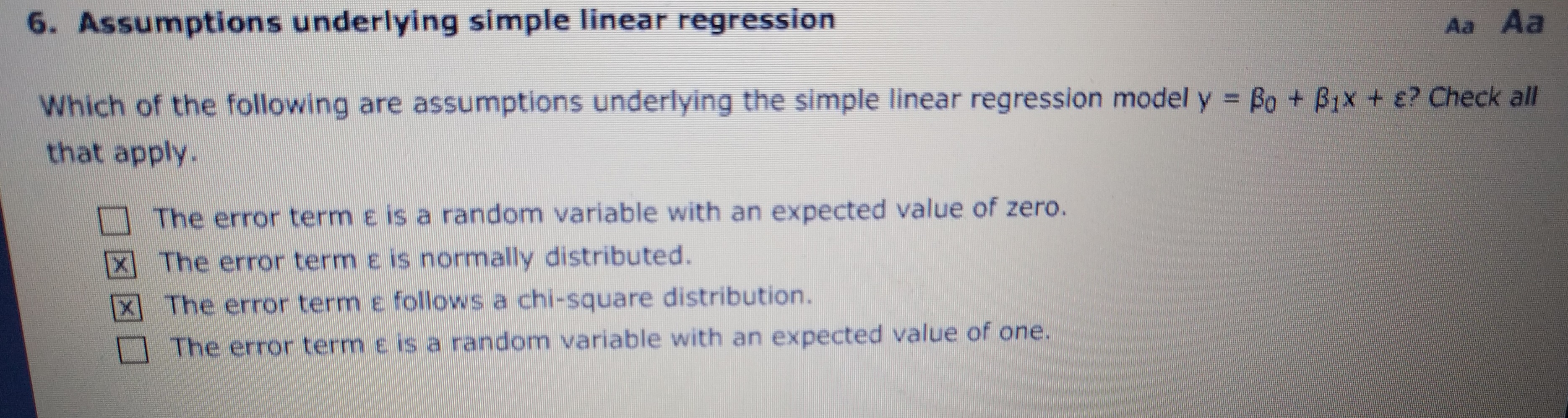 Assumptions underlying simple linear regression 6. Assumptions underlying simple linear regression Aa