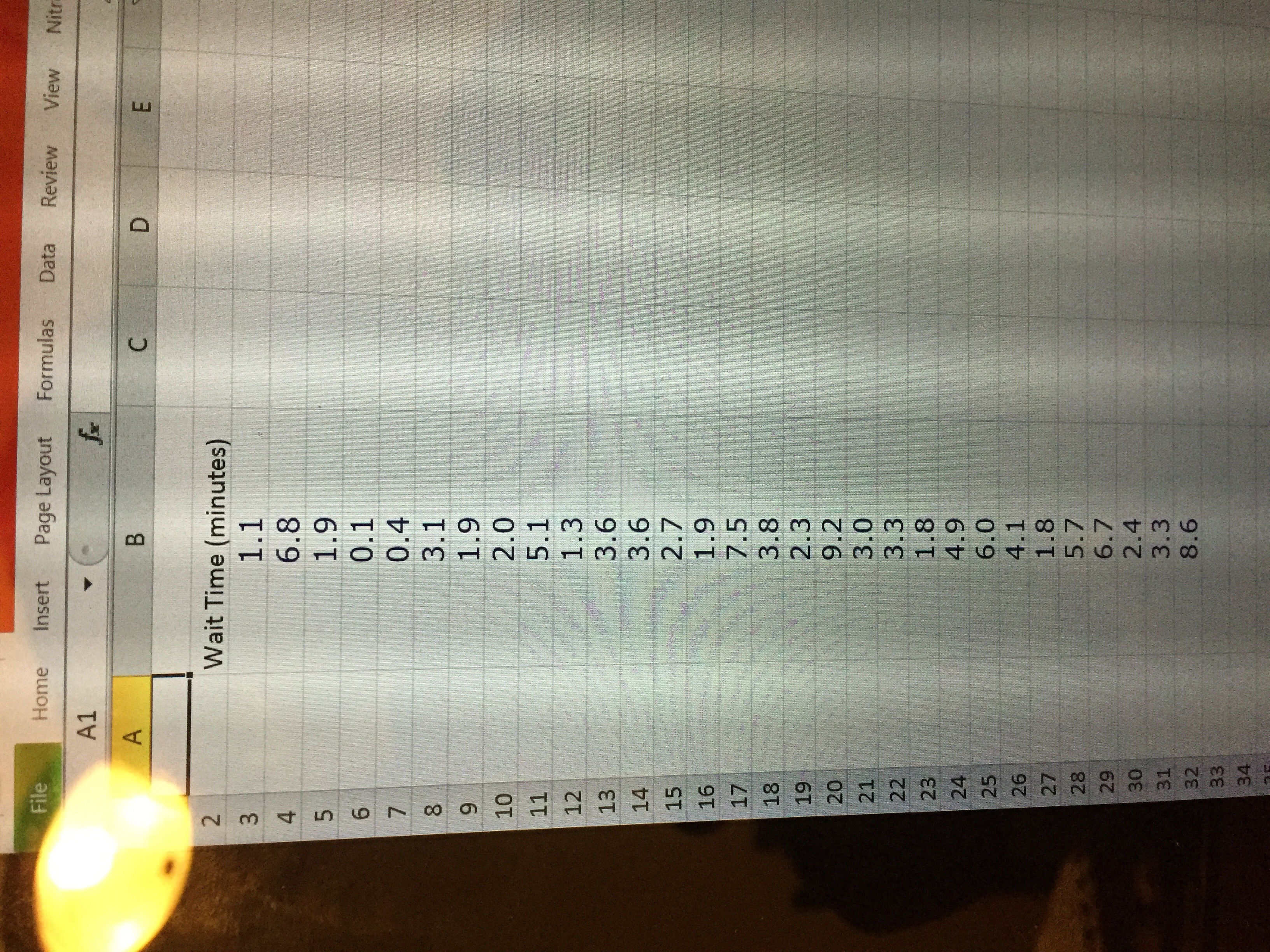  File Home Insert Page Layout Formulas Data Review View Nit A1