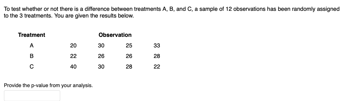 To test whether or not there is a difference between treatments A,