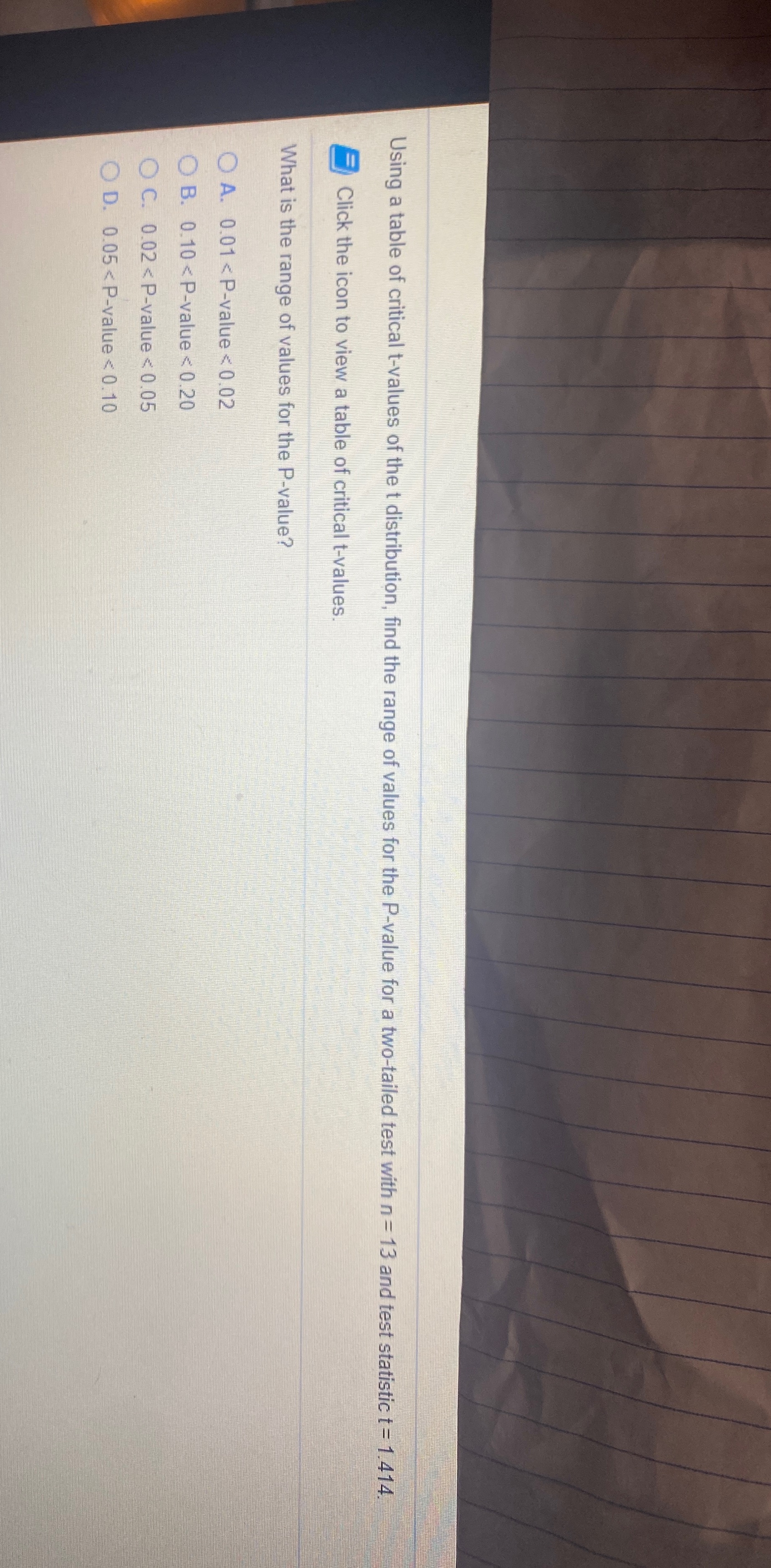 Hi, please help me solve, thank you! Using a table of critical
