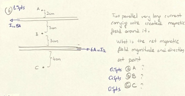 45pts A . Two parallel very long current carrying wire created