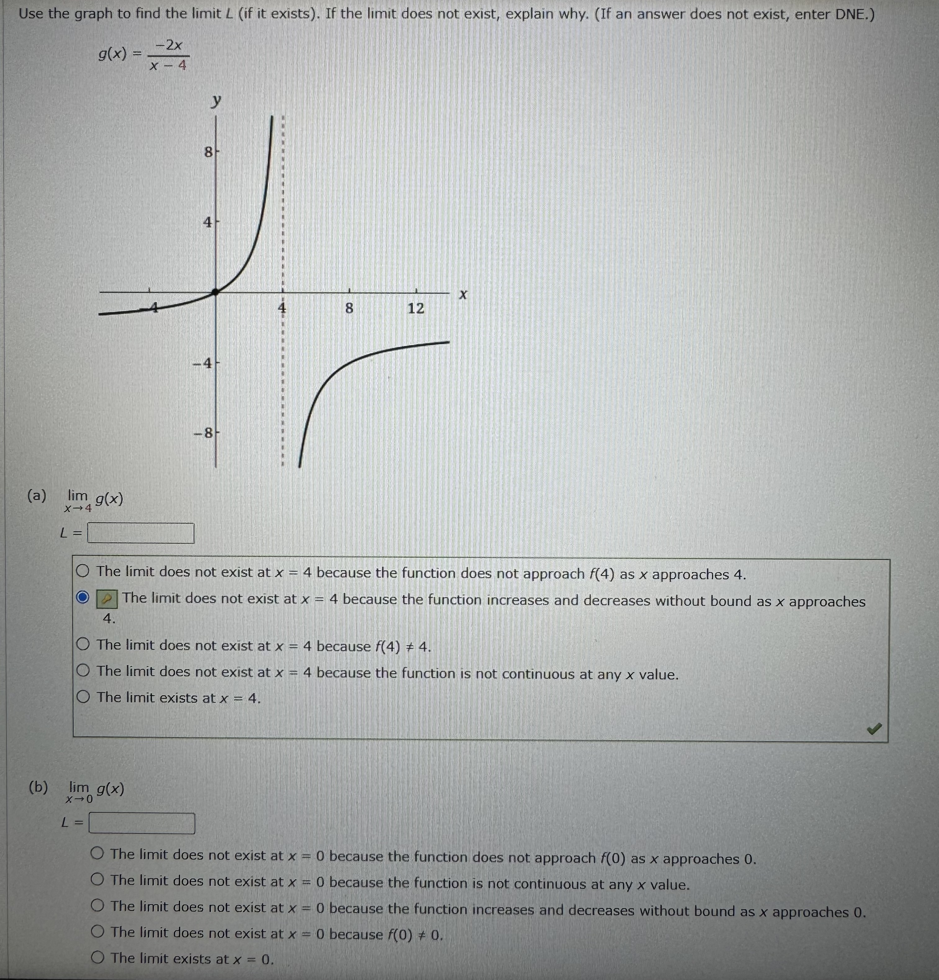 Solve problems. Use the graph to find the limit L (if it
