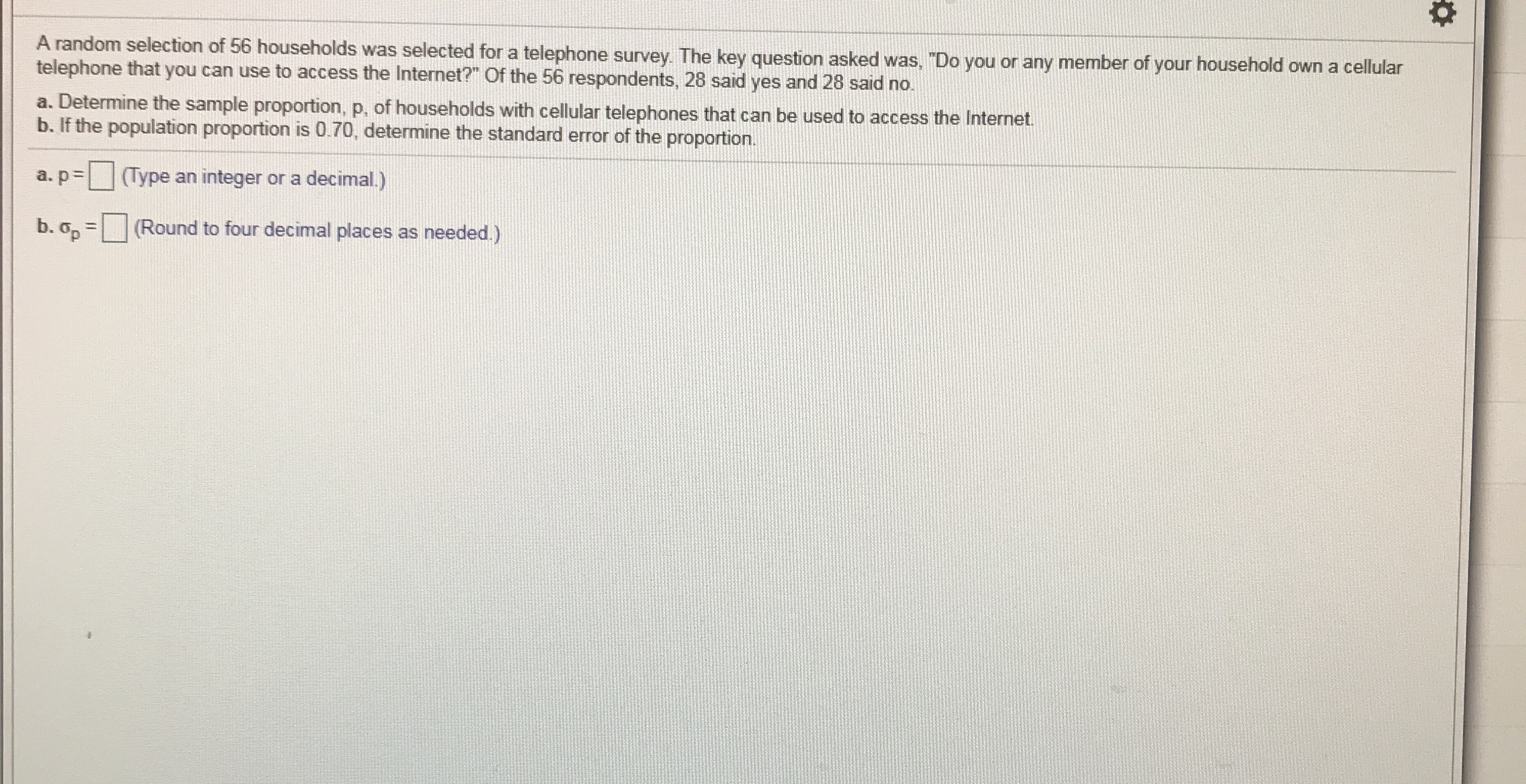 I need help with this question please A random selection of 56