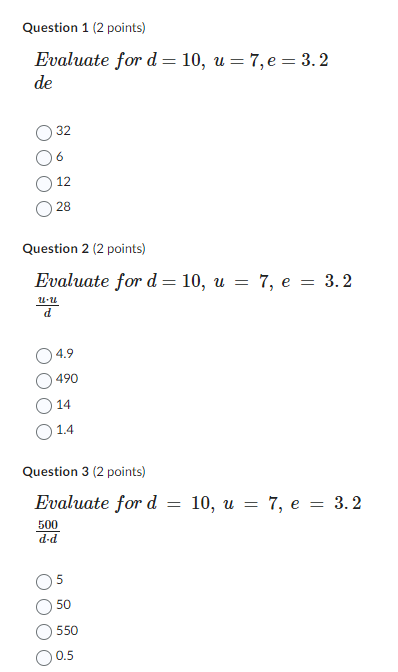 Question 1 {2 points} Evaluate ford : 10, u 2 712