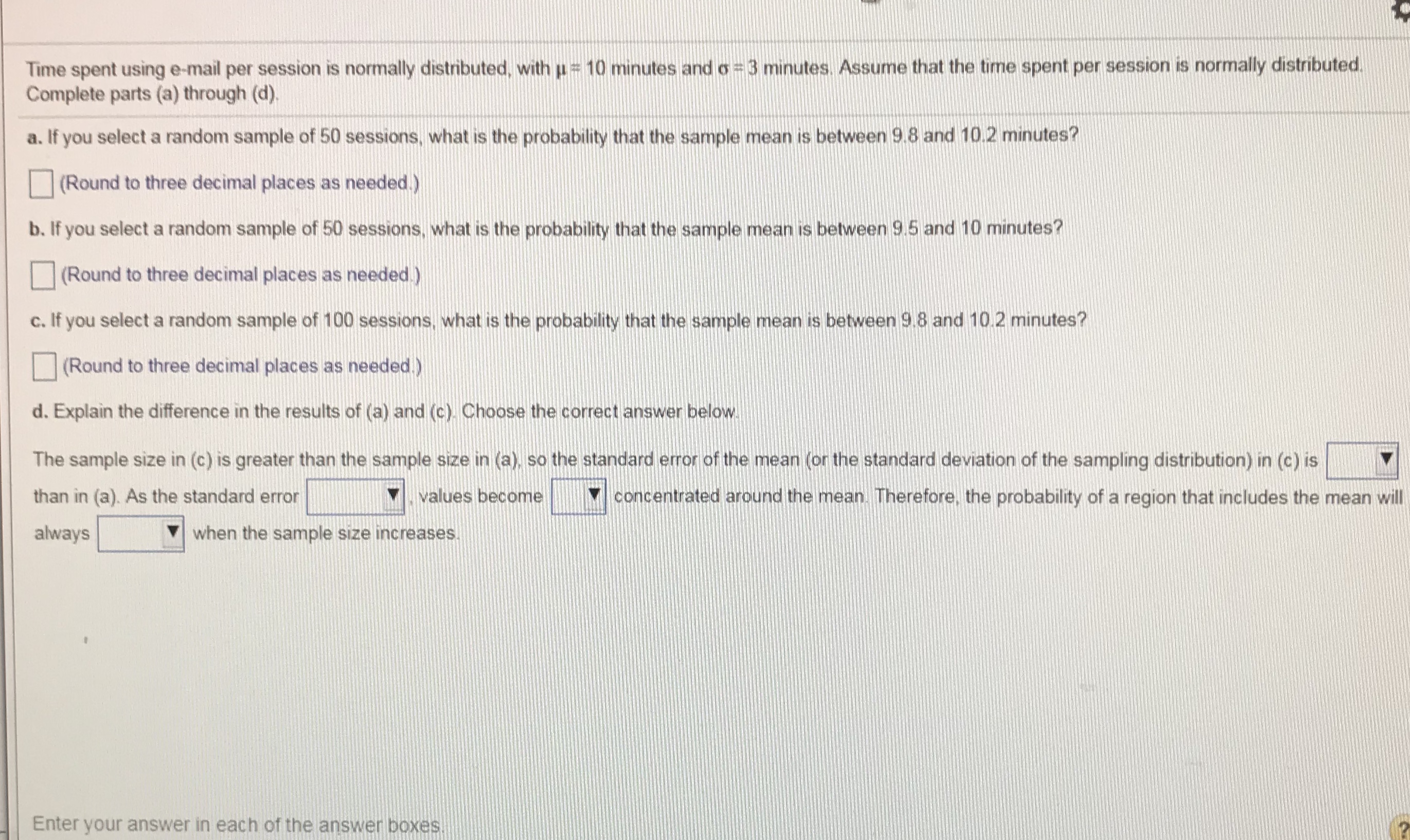 I need help with this question. Time spent using e-mail per session