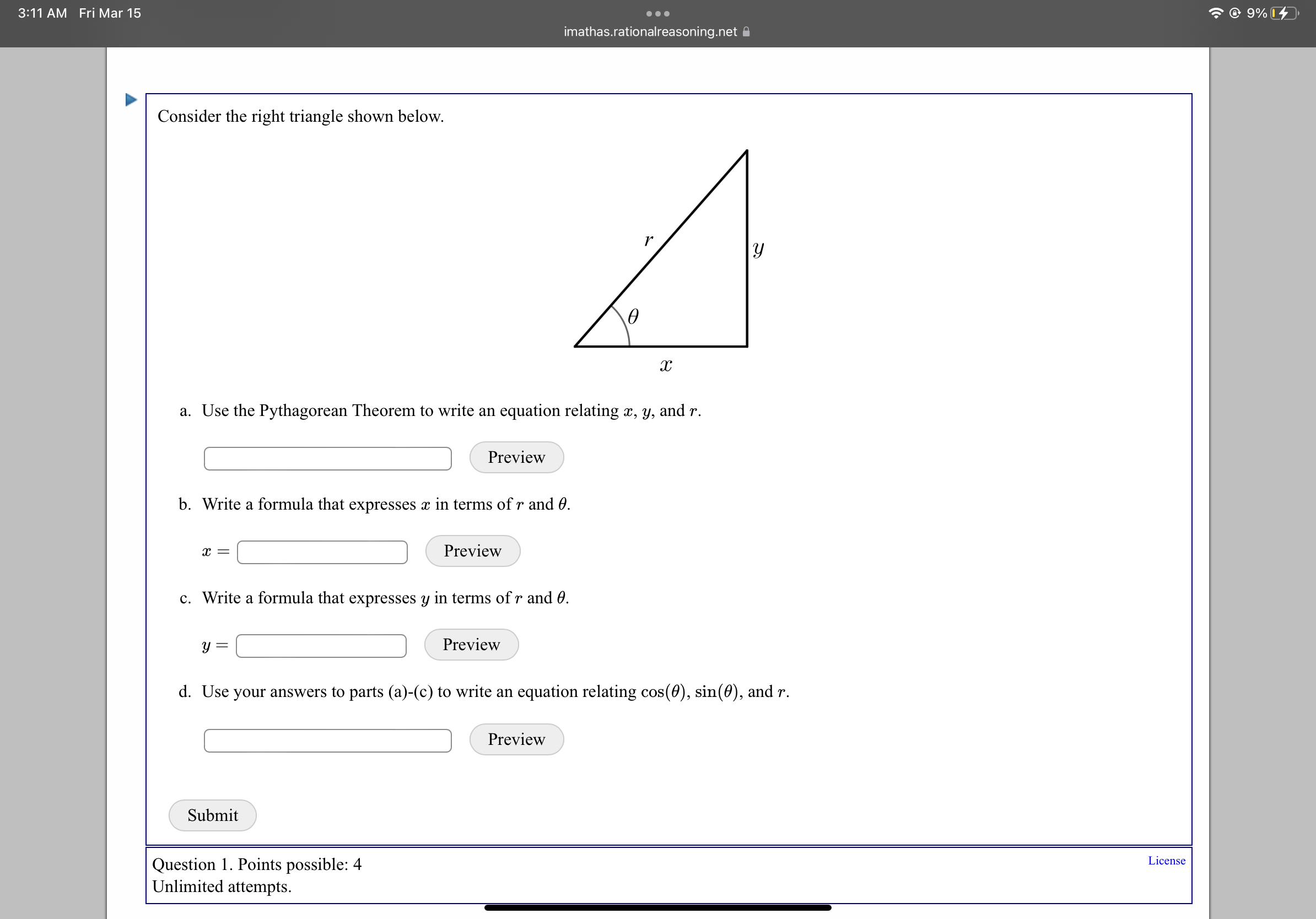 in terms of sin (a). sec (a) + csc(a) Preview 1 +