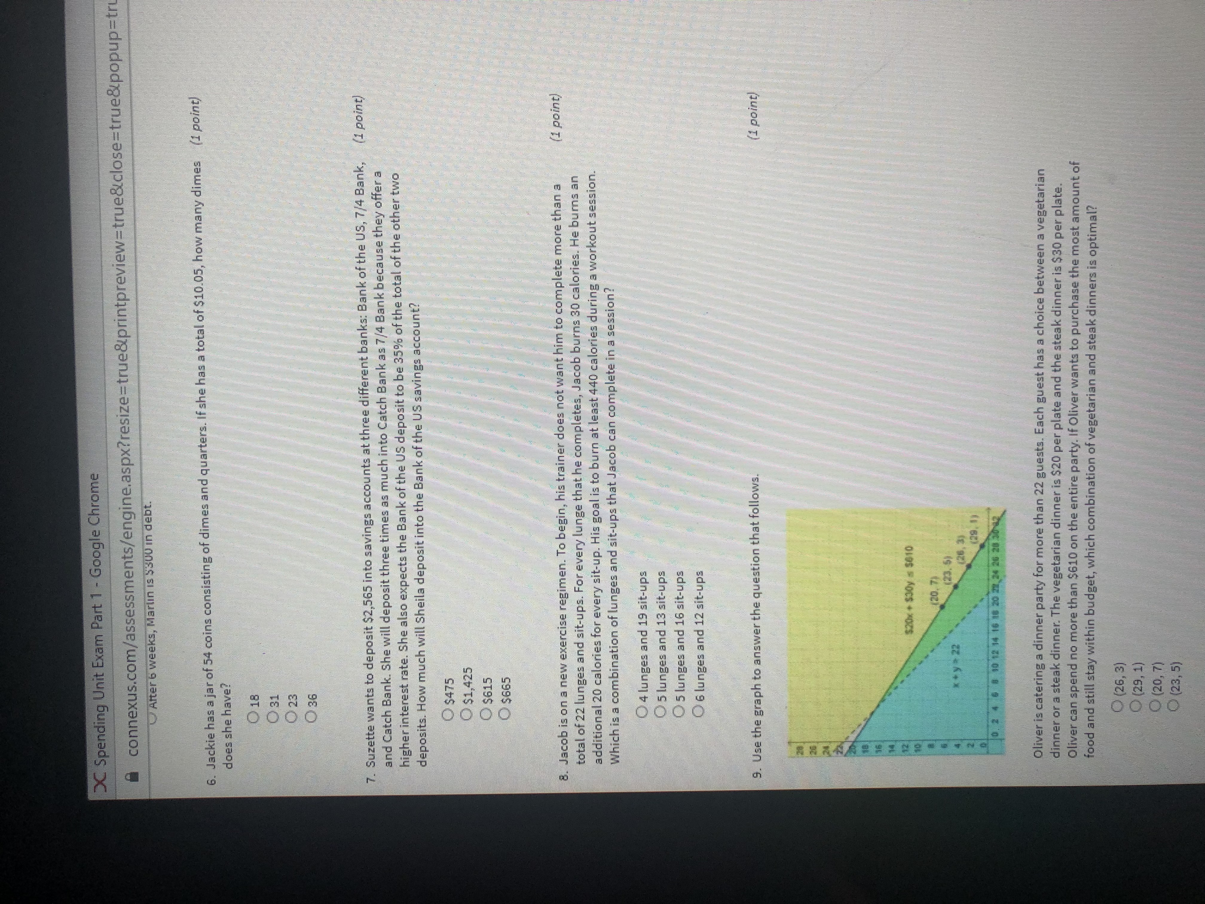 illustrating Debbie's credit card balance each month to answer the (1 point)
