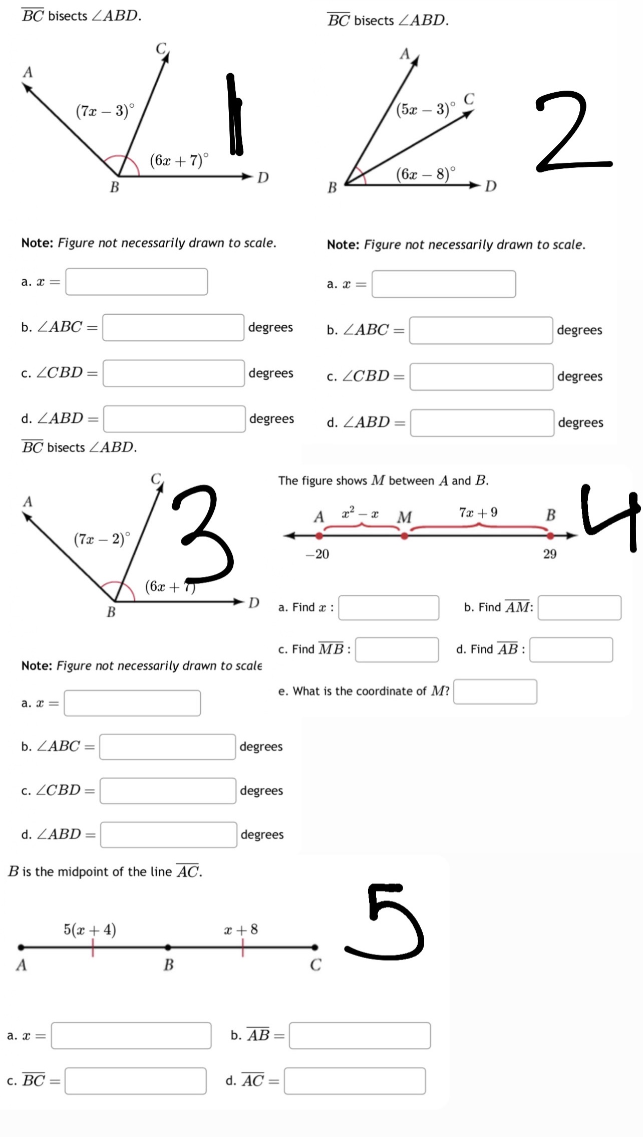 BC bisects LABD. BC bisects LABD. A (7x - 3) (5x