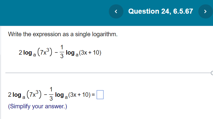 MTH 1112 6.5.67 - Question 24 Write the expression as a single