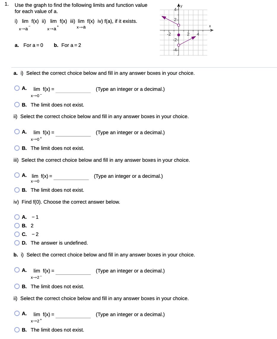 Please answer step by step. iii) A. Lim x->2 F(x) = ___________