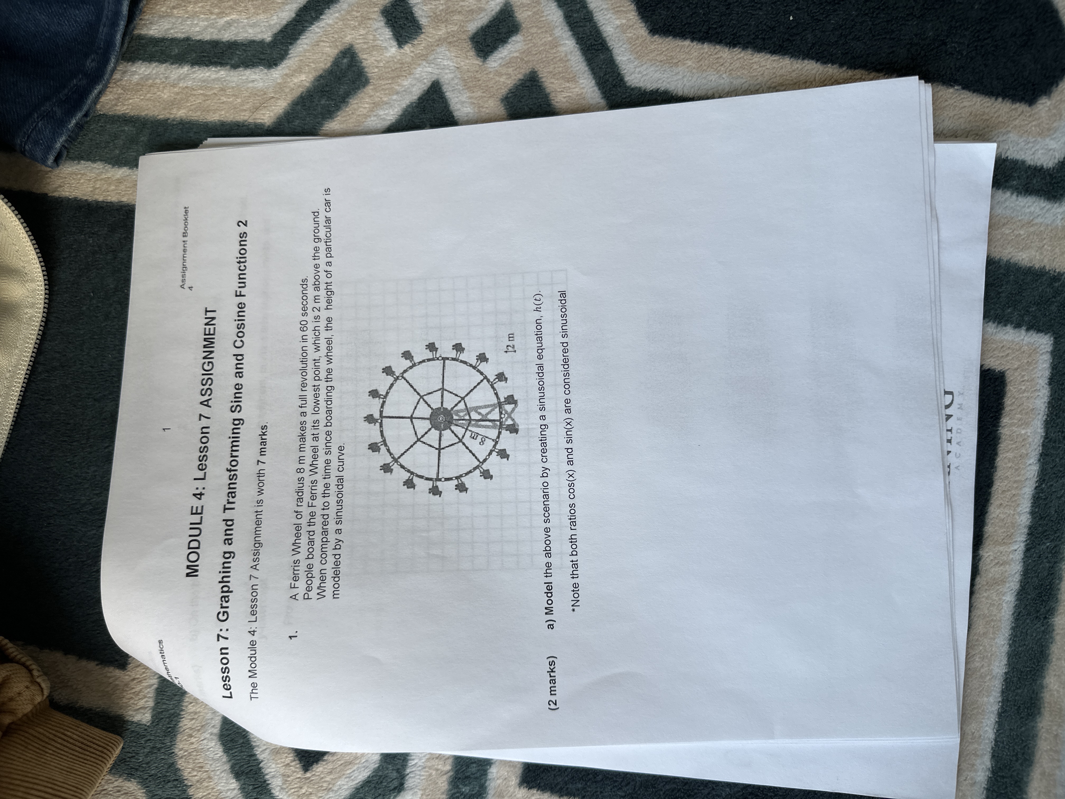  mathematics Assignment Booklet MODULE 4: Lesson 7 ASSIGNMENT Lesson 7: Graphing