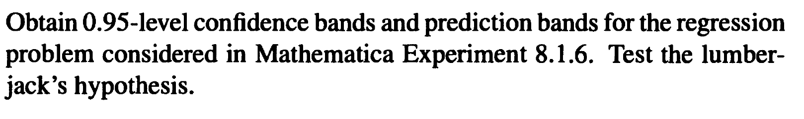 0.95-level confidence bands and prediction bands for the regression problem considered in