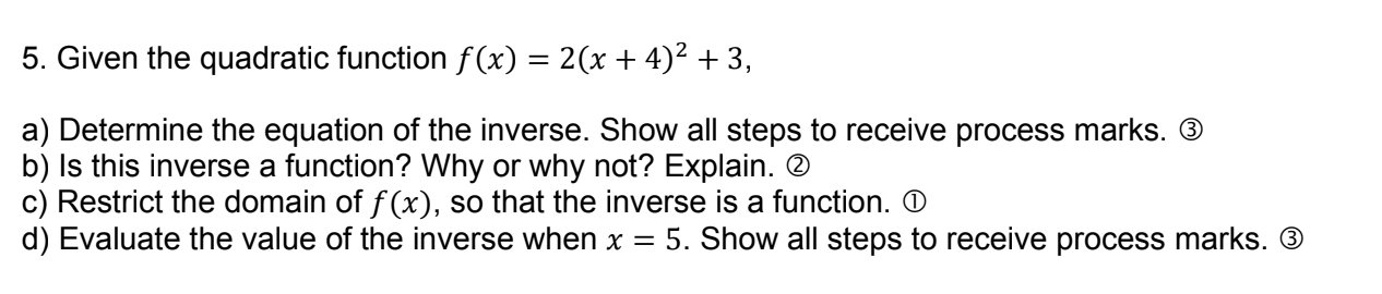 following: a) Direction of opening. (D b) The y-intercept, in coordinate form.
