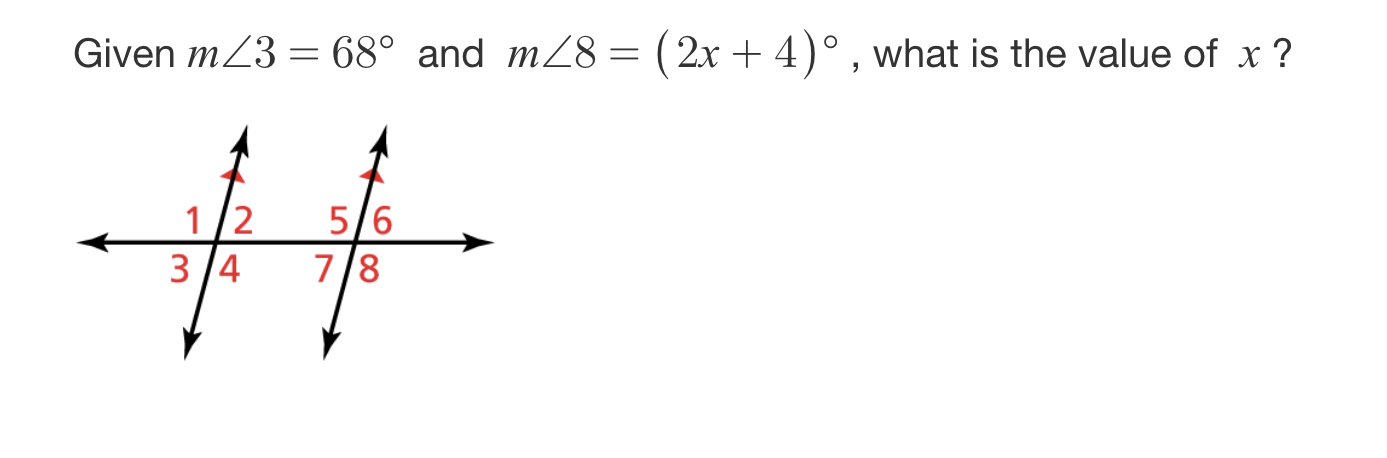  Given m23 = 68 and m48 = (2x + 4) ,