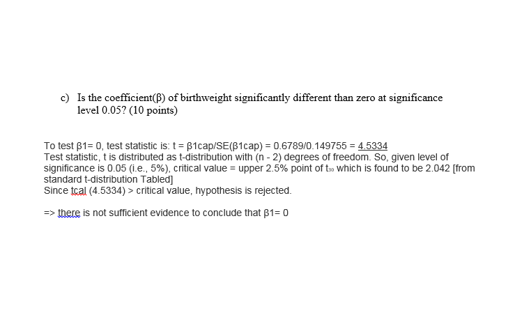 How do you get the answer for question C? To test 1=