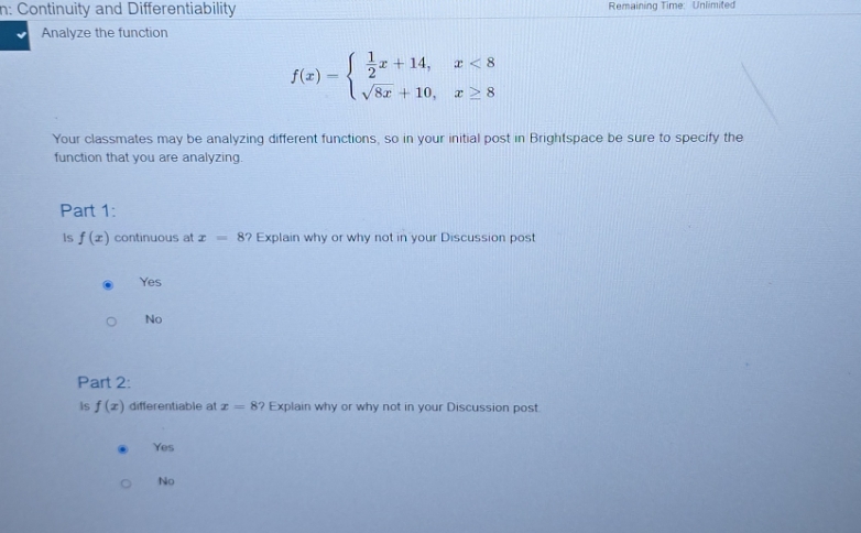  n: Continuity and Differentiability Remaining Time: Unlimited Analyze the function Ir
