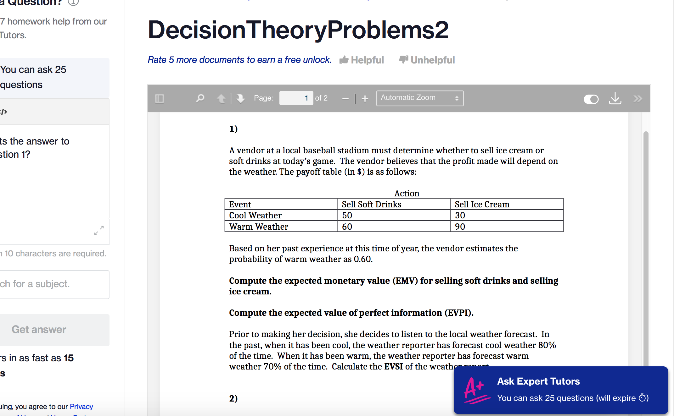 What is the answer to your problem for question 1? a uuesuon
