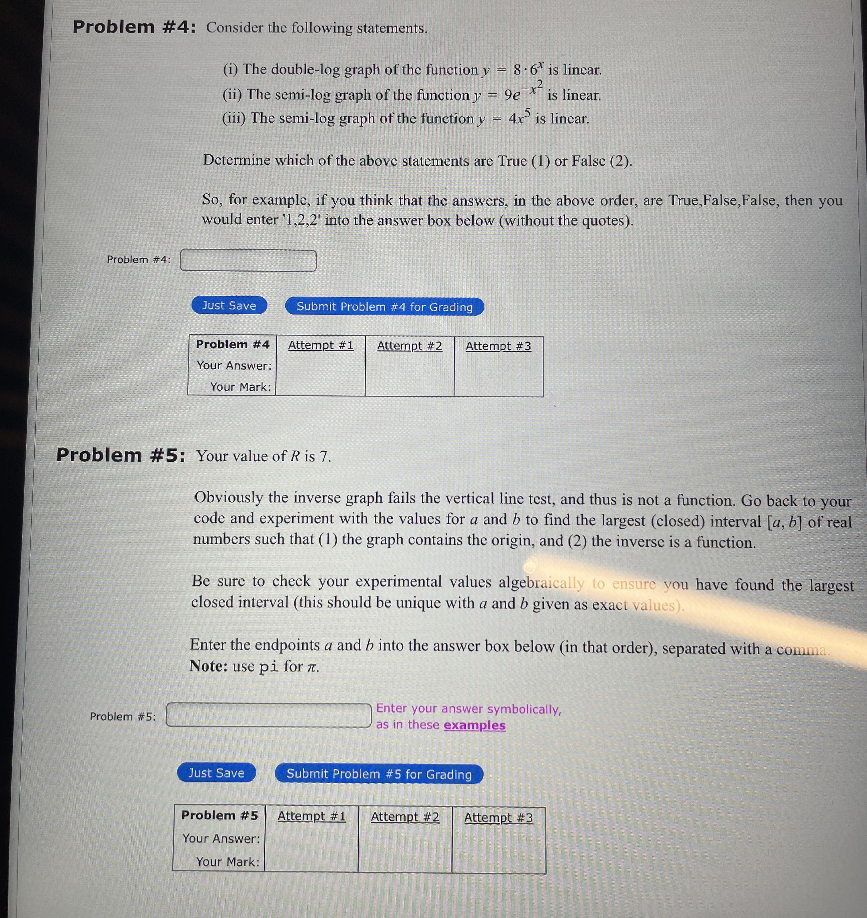  Problem #4: Consider the following statements. (i) The double-log graph of