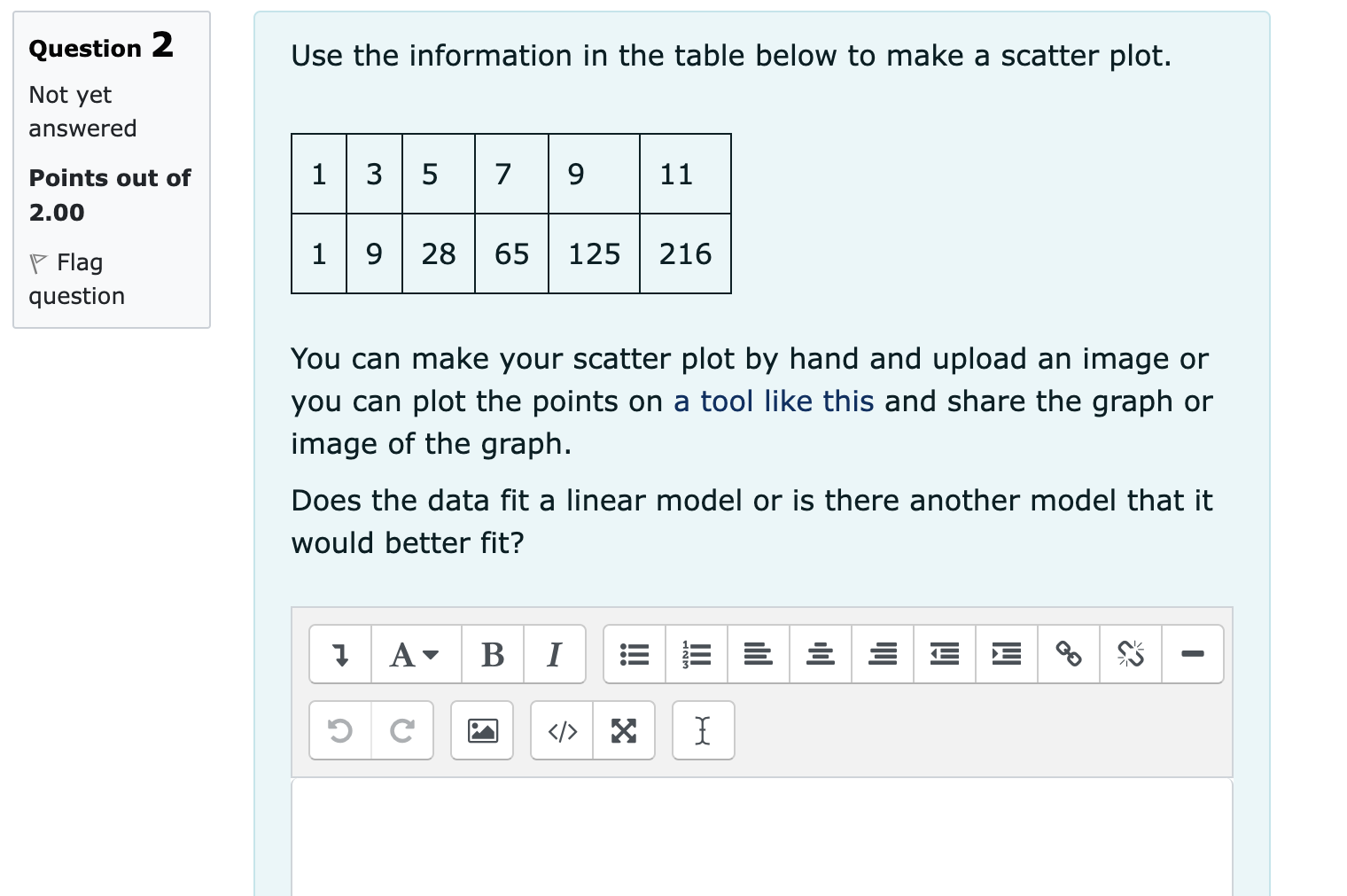Tries create linear regression equation. remaining: 3 Points out of 3.00 0