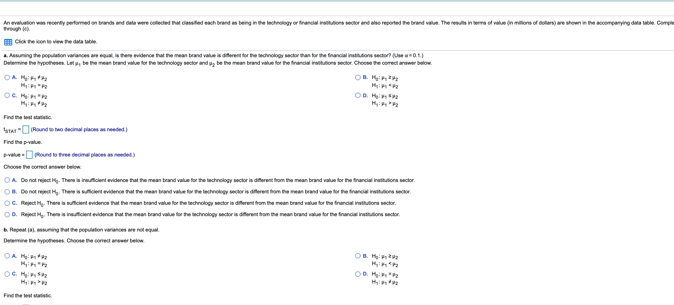 decimal places as needed.) Find the p-value. p-value = (Round to three