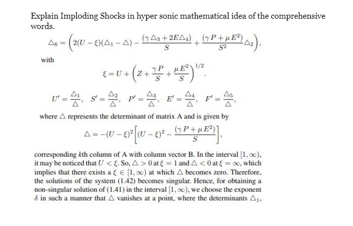  Explain Imploding Shocks in hyper sonic mathematical idea of the comprehensive
