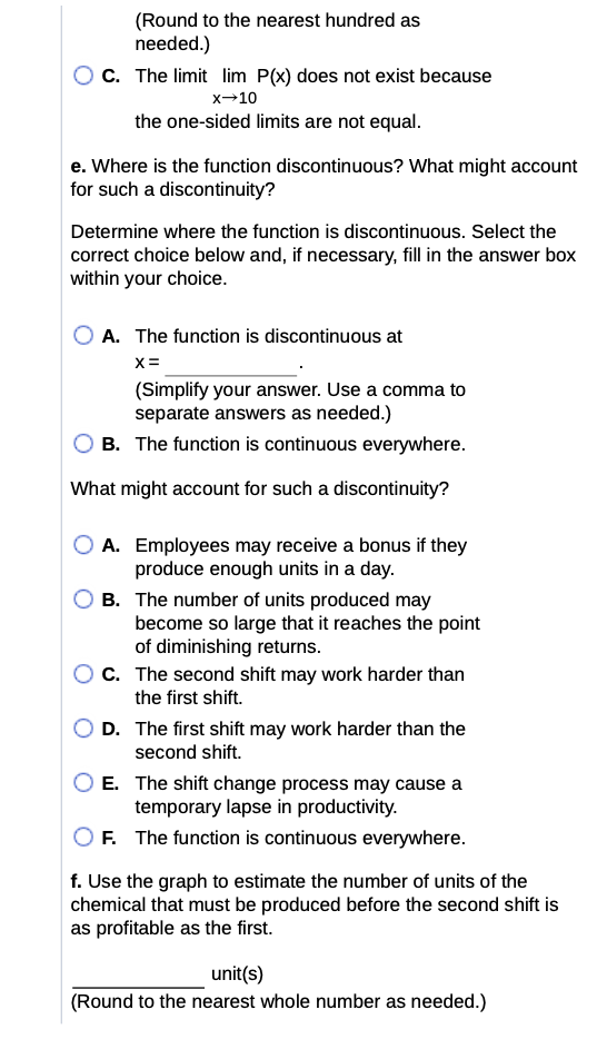 or state that it doesn't exist. Select the x>1 correct choice below