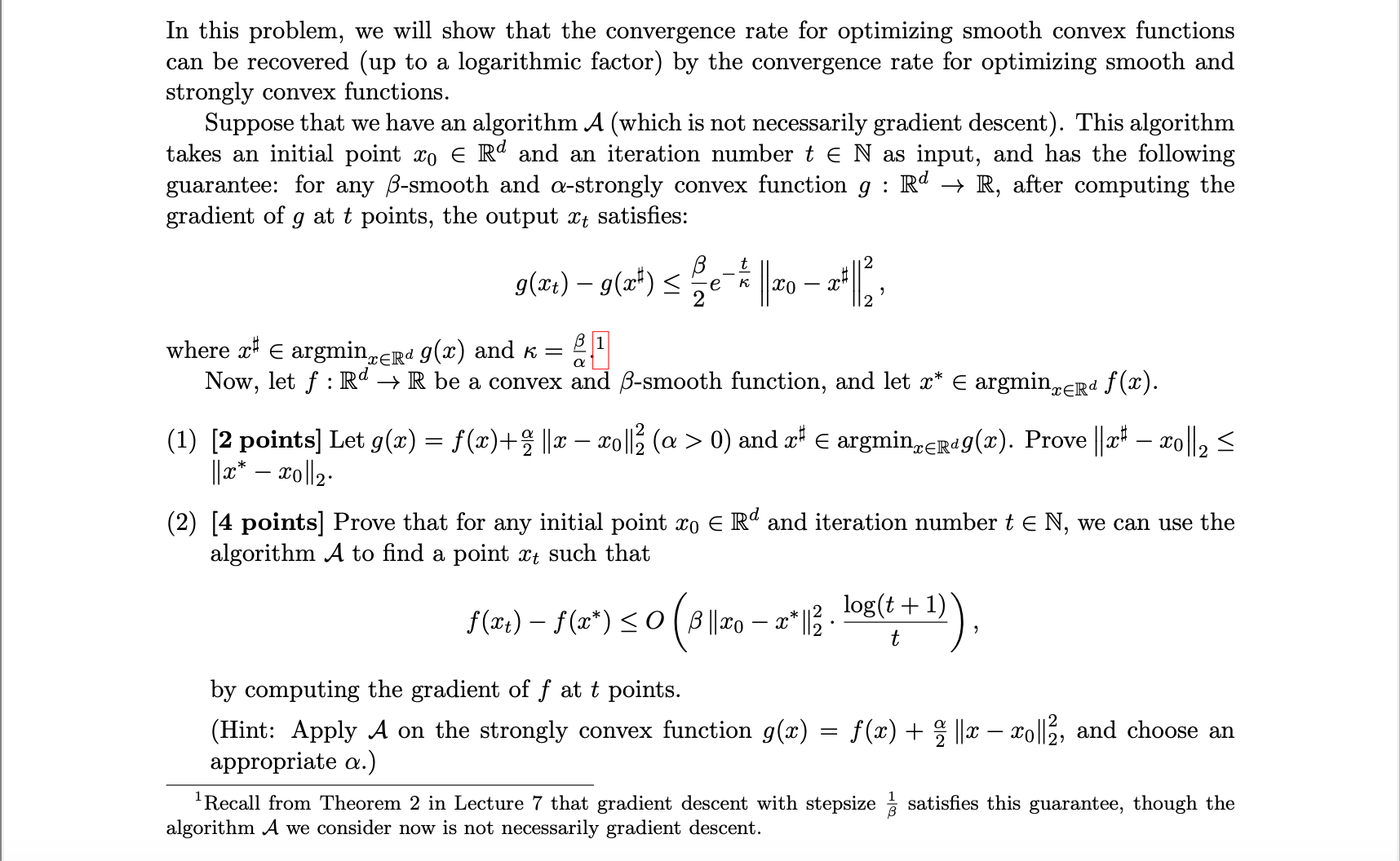In this problem, we will show that the convergence rate for