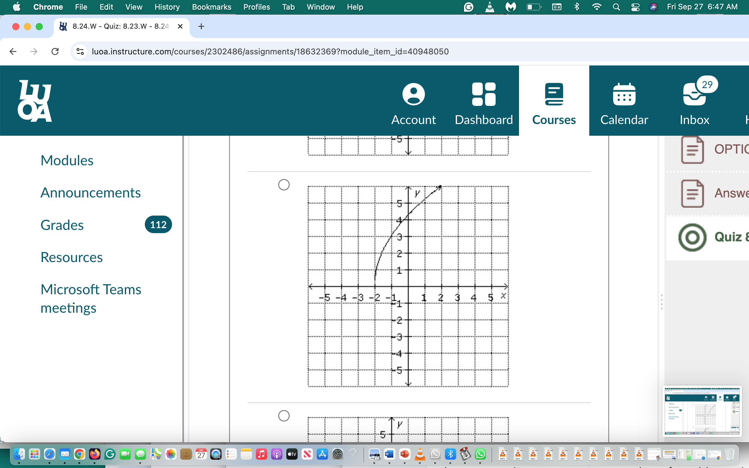 - Quiz: 8.23.W - 8.24 x + G 25 luoa.instructure.com/courses/2302486/assignments/18632369?module_item_id=40948050 LU E