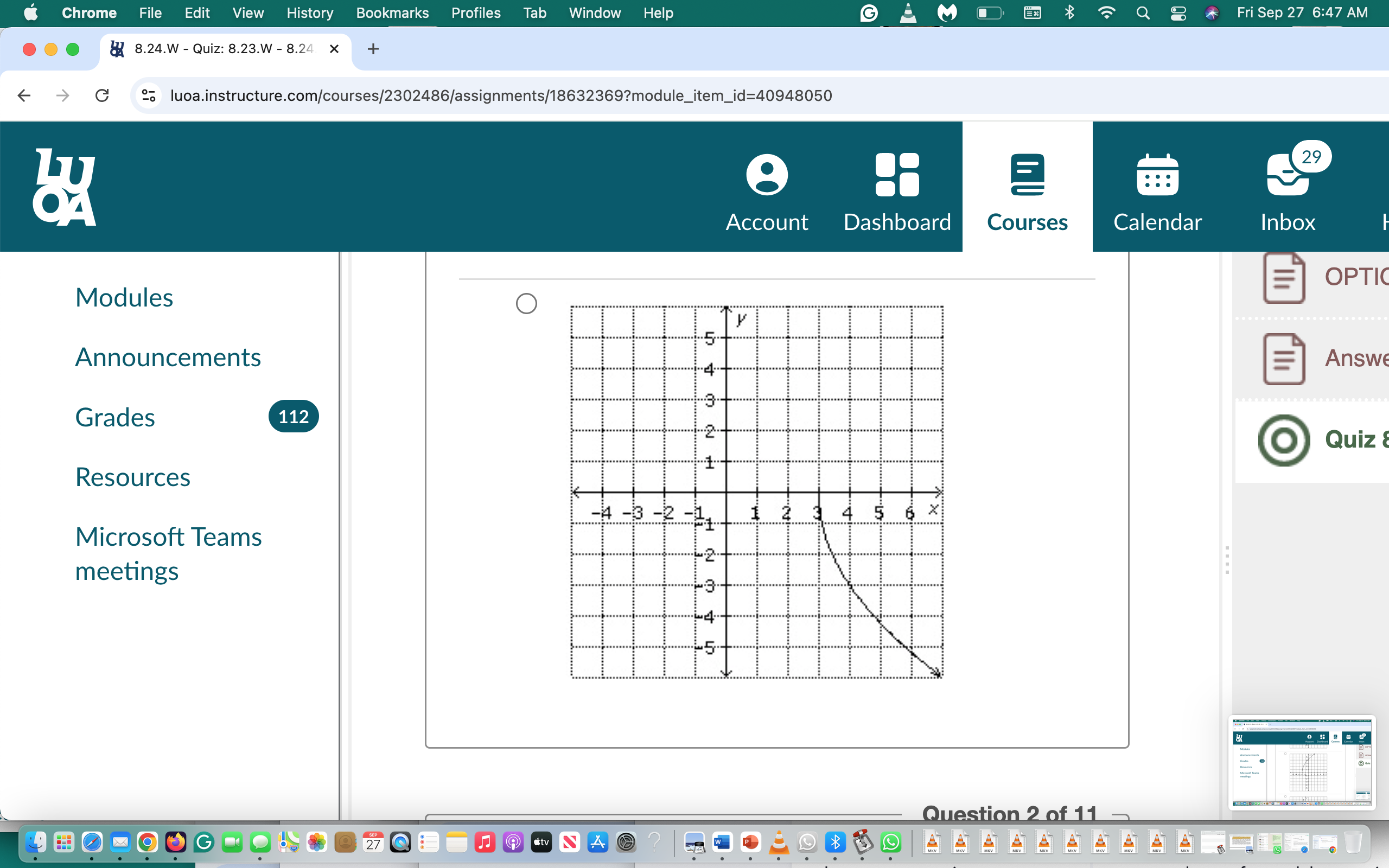 29 OA Account Dashboard Courses Calendar Inbox Which of the following represents