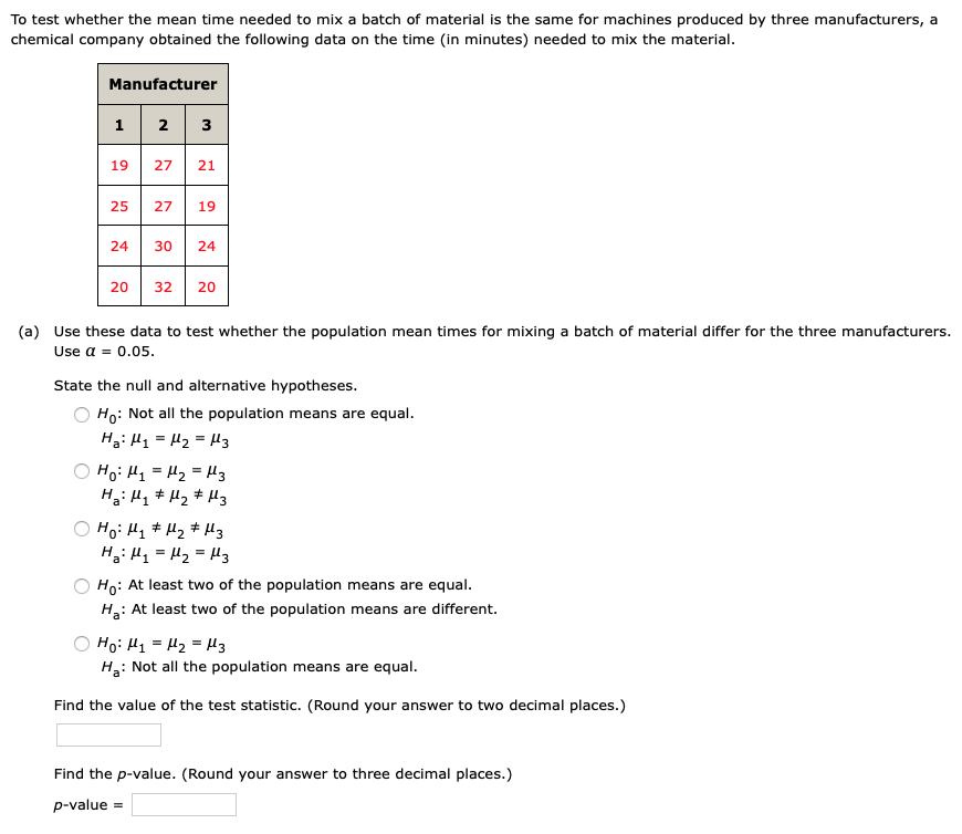 having trouble applying Mc procedures To test whether the mean time needed