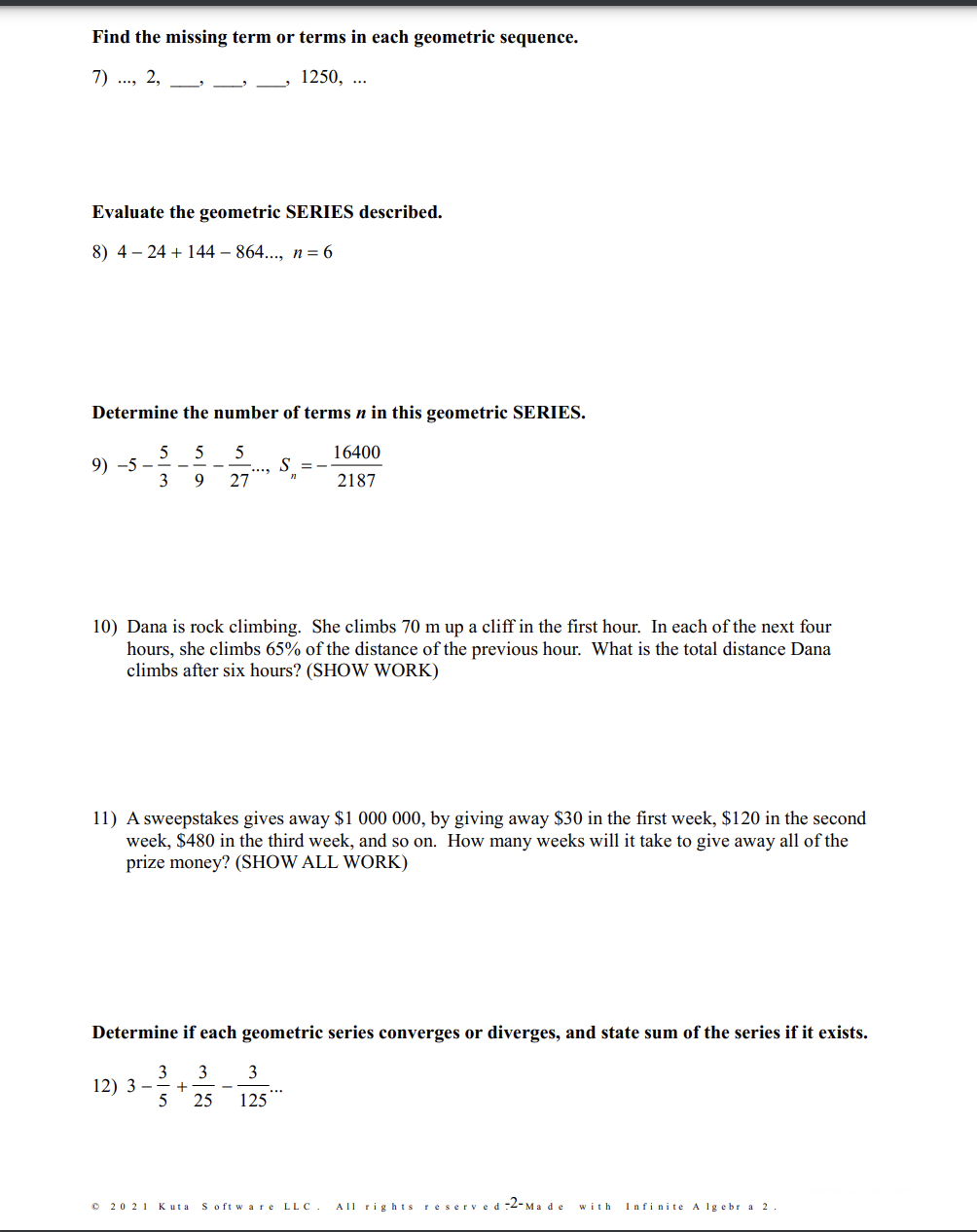 20 21 Kuta Software LLC . All I rights reserved Unit 1: