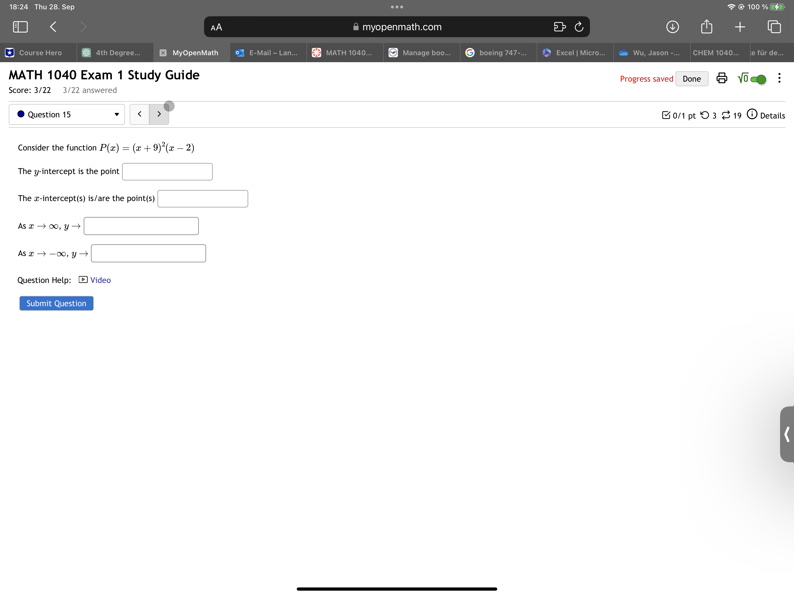 myopenmath.com C chy + Course Hero 4th Degree... x MyOpenMath E-Mail -