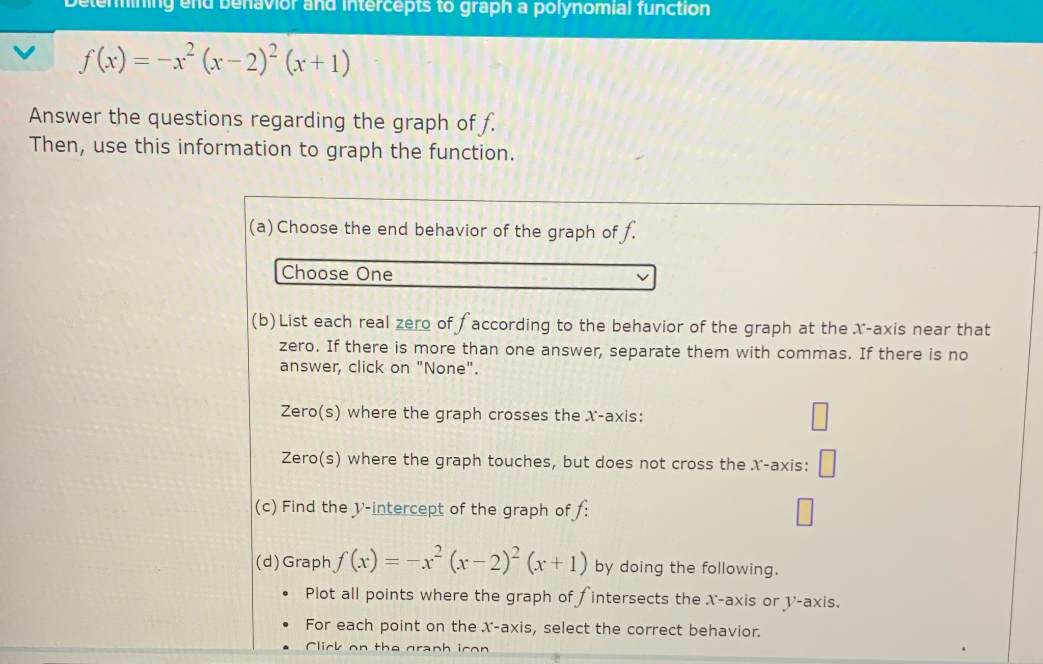  behavior and intercepts to graph a polynomial function V f (