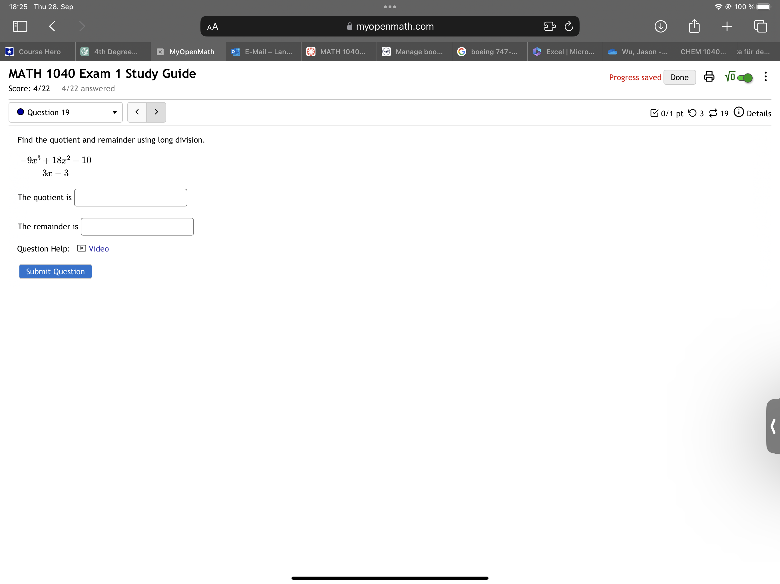 Guide Progress saved Done Score: 3/22 3/22 answered Question 14 Co/1 pt